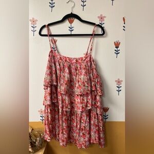 Floral Tiered Dress Mini Free People ONE sz Large